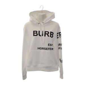 【BURBERRY】 ロゴコットンフーディー ホースフェリープリント 8048749 パーカー コットン ホワイト ブラック XS レディース【衣類】