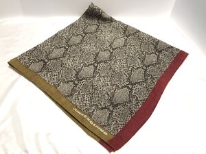 ■【YS-1】コシノ ジュンコ KOSHINO JUNKO スカーフ ■ ■ パイソン柄 ブラウン 茶系 85cm×85cm 【同梱可能商品】■D