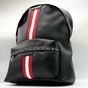 極美品 BALLY バリー メンズ リュックサック バックパック トレインスポッティング トレスポ 大容量 A4◎ PC◎ レザー 本革 ブラック 黒 