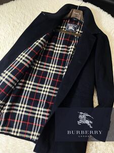 L16 ノバチェック総柄　定価15万●超美品BURBERRY collection● メルトンウール　ステンカラーコート バーバリー　メンズ スペイン製