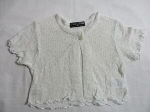 BF538【ELFIN DOLL KIDS】レース　ストレッチ　半袖　ボレロ　女児　白　110