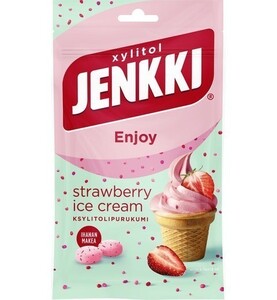 Cloetta Jenkki クロエッタ イェンキ ストロベリー アイスクリーム味 キシリトール ガム 1袋×70g フィンランドのお菓子です