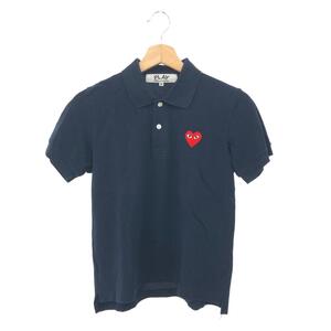 ◆PLAY COMMEdesGARCONS プレイコムデギャルソン 半袖ポロシャツ サイズ:M◆ ネイビー コットン レディース ワンポイント トップス