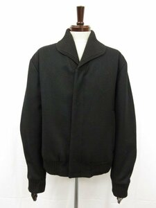 HH 2007年製 美品【ジルサンダー JIL SANDER】リブニット切替 ショールカラー メルトン ウールブルゾン ジャケット(メンズ)48 黒■17HR3713