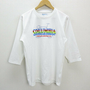 y■コロンビア/COLUMBIA 3/4袖丈 カットソーTシャツ■白【メンズL】MENS/アウトドア/75【中古】■