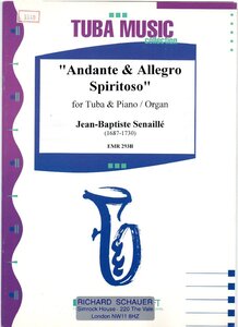 送料無料 テューバ楽譜 ジャン＝バティスト・スナイエ：アンダンテとアレグロ・スピリトゥオーソ チューバ＆ピアノ バストロンボーン