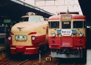 鉄道写真 特急 雷鳥 ボンネット & 急行 ゆのくに 国鉄455系・475系・457系電車 KG判（102mm×152mm）