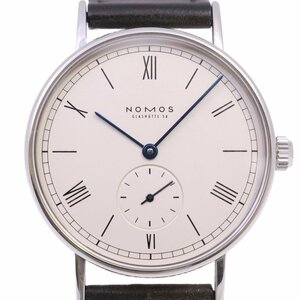 NOMOS ノモス ラドウィッグ 35mm 手巻き メンズ 腕時計 スモールセコンド シルバー文字盤 裏スケ 純正革ベルト LUD171W2【いおき質店】