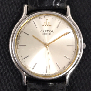 セイコー クレドール クォーツ 腕時計 メンズ 8J81-6A30 シルバーカラー文字盤 社外ベルト ジャンク品 SEIKO