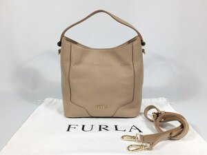 フルラ ハンドバッグ2way ショルダーバッグ レザー ベージュ 【人気 美品】 返品保証