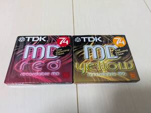 希少☆未使用品★ルクセンブルク製？TDK MDディスク 74分 MD-C74REB MD-C74YEB 計2枚 カセットテープ ミニディスク 録音/音楽/オーディオ