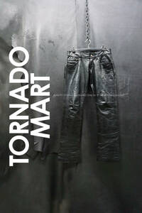 TORNADO MART レザーパンツ フレア M/78cm スリム タイト ブーツカット ベルボトム シューカット 革パンツ トルネードマート
