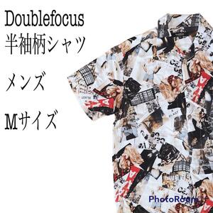 DUBLEFOCUS 半袖柄シャツ Mサイズ メンズ チカーノシャツ マガジン柄 アロハ 写真プリント 送料無料 半袖シャツ ボタンシャツ 半袖 個性的