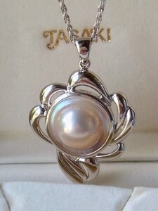 TASAKI 田崎真珠 マベパールペンダントネックレス　SILVER 極美品　ケース付き 天然パールネックレス