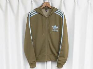 ◆希少◆adidas アディダス トラックトップ ジャージ パーカー 70s 復刻 クラシックモデル デカ ロゴ ＆ トレフォイル フロッキープリント