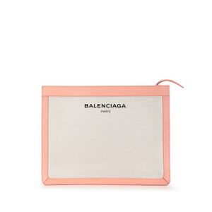 バレンシアガ クラッチバッグ セカンドバッグ 410119 アイボリー ピンク キャンバス レザー レディース BALENCIAGA 【中古】