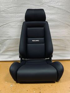 30.レカロ RECARO エルゴメド 黒フェイクレザー張り替え 張替え 張替 ブラックシングルステッチ 両側ダイヤル