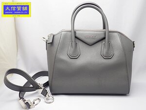 GIVENCHY ジバンシー アンティゴナバッグ グレインレザー 2WAY ハンドバッグ BB05117012 ストームグレー 中古A 【送料無料】 A-8640