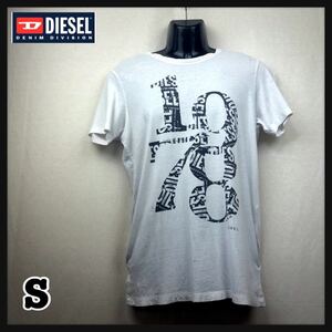 即決★DIESEL★ディーゼル★メンズ★半袖Tシャツ★S★白★ホワイト★プリント★コットン100%