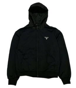 21AW PRADA nylon detail zip up parker ナイロン ディテール ジップアップ パーカー ブラック SIZE S プラダ 店舗受取可