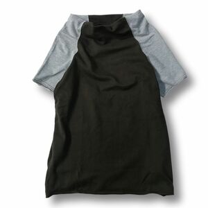 《良品◎》COMME des GARCONS コムデギャルソン★バイカラー*カットオフTシャツ*カットソー*グレー/モスグリーン(MS3525)◆S60