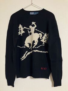 POLO Ralph Laurenラルフローレン　長袖セーター(ハンドニット) Mサイズ　ブラック　ロデオ　