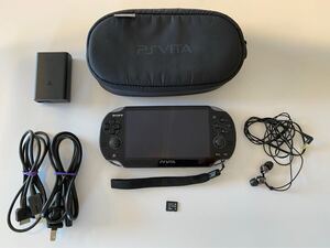 【稼動品】SONY ソニー PSVITA ヴィータ PlayStation ブラック PCH-1100 3G WiFiモデル 専用ポーチ イヤホンつき 