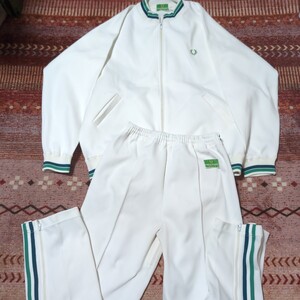 希少！激レア！70s 80s FRED PERRY フレッドペリー セットアップ ホワイト トラックジャケット ジャージ 上サイズM 下サイズS