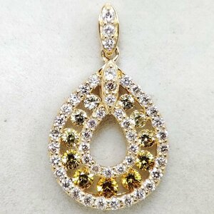 Y9161★K18 天然サファイア 0.30ct 天然ダイヤモンド 0.34ct ペンダントトップ★1.6g 仕上げ済み