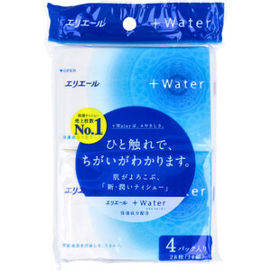 【まとめ買う】エリエール ＋Ｗａｔｅｒ(プラスウォーター)ポケットティシュー 28枚(14組)×4個パック×8個セット