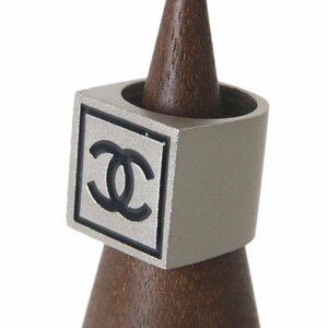 【中古】 CHANEL シャネル デザインリング ココマーク 指輪 豆無 シルバー×ブラック 約13号 リング幅17.6mm 正面直径18.6mm 重量15.6g