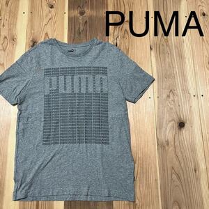 PUMA プーマ Tシャツ T-shirt TEE ビッグプリントロゴ スポーツ トレーニング カジュアル グレー サイズL 玉mc3106