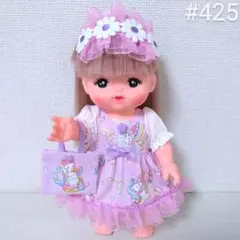 425 メルちゃん 服 ハンドメイド 3点セット ワンピース 髪飾り バッグ