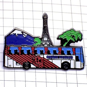 ピンバッジ・エッフェル塔パリ観光バス車◆フランス限定ピンズ◆レアなヴィンテージものピンバッチ