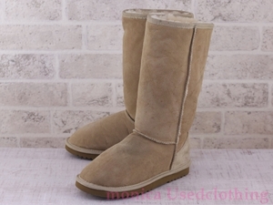 MG123◆レディース【UGG Boots Australia】シープスキンブーツ 生成り W8 25.5cm