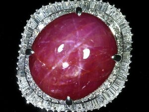 IRM11782SS【1円～】新品【RK宝石】≪Star Ruby≫ 天然非加熱スタールビー 超特大27.95ct!! 極上ダイヤモンド 2.25ct Pt900 超高級リング