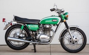 ヤマハ XS-1 650 初期型 グリーン 1970年 壁紙ポスター ワイド版 603×376mm（はがせるシール式）003W2