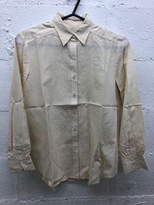 m1115-33★Burberry バーバリー 長袖シャツ7 絹50%綿50% クリーム色