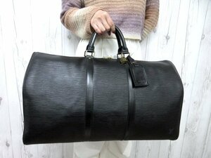 極美品 LOUIS VUITTON ルイヴィトン エピ キーポル50 ノワール ボストンバッグ ハンドバッグ バッグ M42962 レザー A4可メンズ 77845