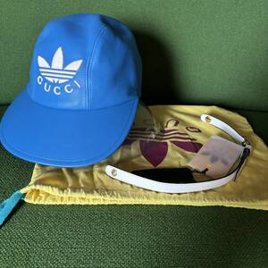 正規店 本物 美品 早い者勝ち! GUCCI ×adidas キャップ Mサイズ レザー アディダス 