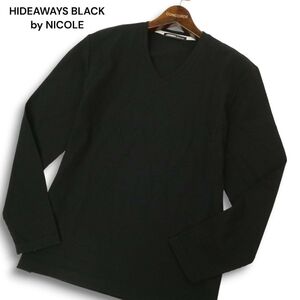 22AW HIDEAWAYS BLACK by NICOLE ハイダウェイ ニコル 通年★ 長袖 Vネック カットソー ロンTシャツ Sz.46 メンズ 黒　C4T09800_A#F