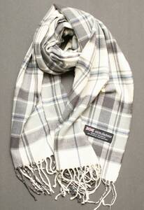 ＊スコットランド製＊暖かカシミア100％　グレーとブルーの素敵なマフラー　♯新品♯Scottish Cashmere Scarf