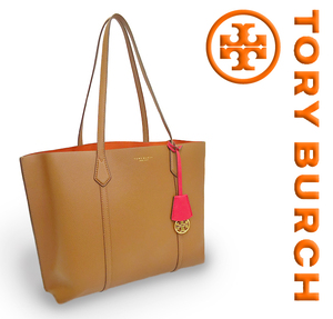 【超美品 ほぼ未使用】 トリーバーチ TORY BURCH ショルダートートバッグ ハンドバッグ 鞄 レザー 革 キャメル ブラウン レディース 大容量