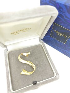 MIKIMOTO ミキモト　　k18 Sマーク　　ブローチ