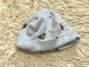 ベビー帽子３－９M　ONEサイズ：ラルフローレン◆クマプリント帽子　綿１００％