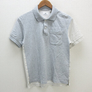 s■ユニクロ/UNIQLO×Engineered Garments 鹿の子地 半袖ポロシャツ【S】白 灰/MENS/23【中古】