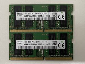 SK hynix 16GB 2Rx8 PC4-2400T-SE1-11■2枚組 1セット 32GB■ノートパソコン用メモリ■16GB×2枚 合計32GB■動作確認済■送料無料◆1