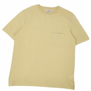 美品 エルメス HERMES Tシャツ カットソー 半袖 ショートスリーブ Hロゴ刺繍 鹿の子 トップス メンズ S ライトイエロー cf09om-rm20f11731