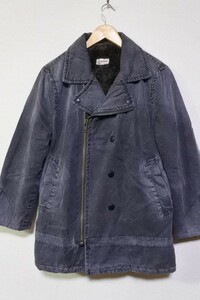 JOHNBULL ジョンブル ライダースジャケット ロング丈 洗い加工 size M 墨黒 ブラック 裏ボア