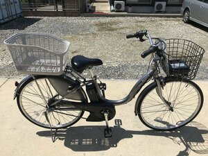 R14　中古電動アシスト自転車 1円売切り！ ブリヂストン アシスタ グレー 前後カゴ付 保証書付　配送エリア内は送料3800円でお届けします